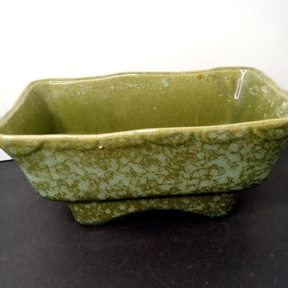 Vintage Brush Pottery Green Sponge White Planter 405-6 USA - Picture 2 of 13